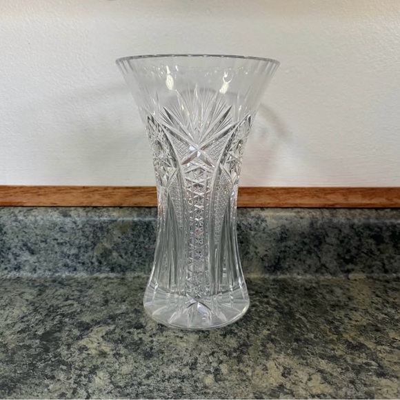 American Brilliant Period Cut Glass Corset Vase